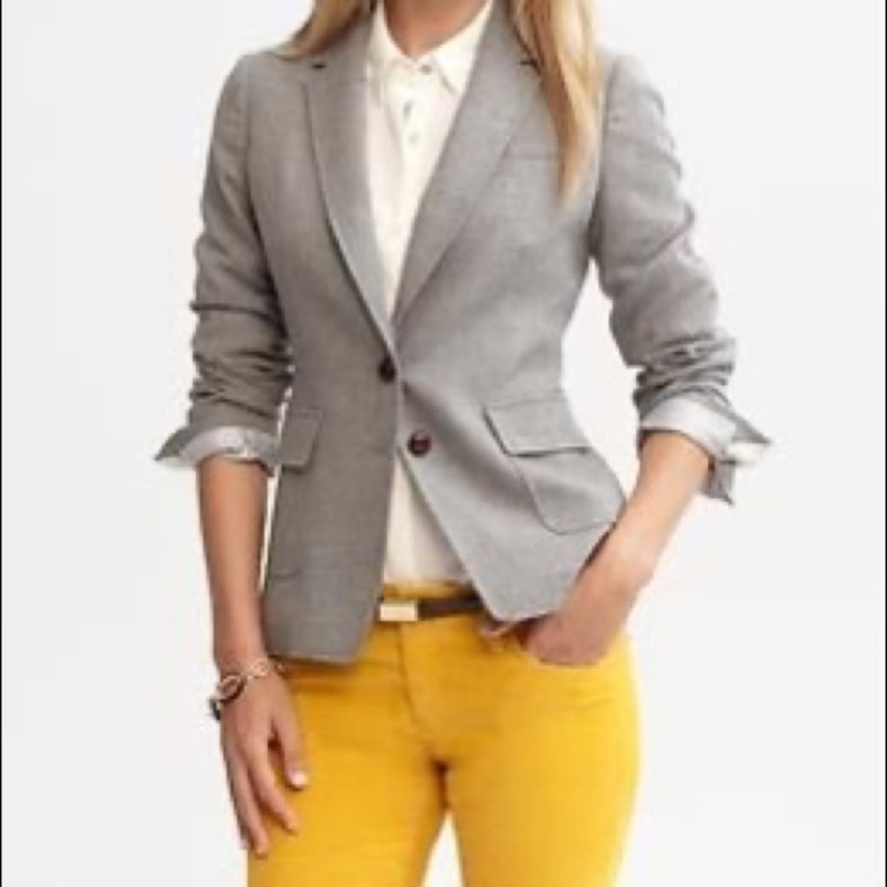 Banana Republic Gray Flannel/Wool hacking jacket